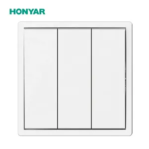 Honyar modernes elegantes Design weiß 3 Gang EU-Rahmen 16A Lichtwand elektrische Schalter und Steckdosen