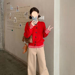 Miu <span class=keywords><strong>Cardigan</strong></span> con fiocco con motivo a maglia tinta unita <span class=keywords><strong>blu</strong></span> <span class=keywords><strong>scuro</strong></span> da donna con decorazione a bottone - Product Image 4