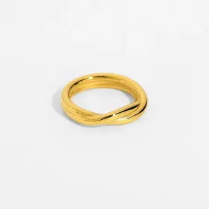 2023 Смешанное простое водонепроницаемое потрясающее модное кольцо из нержавеющей стали с покрытием pvd 18 карат золото