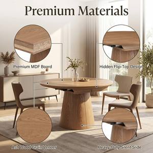 <span class=keywords><strong>Table</strong></span> à <span class=keywords><strong>manger</strong></span> ovale extensible moderne en placage <span class=keywords><strong>de</strong></span> frêne nordique 1100-1800mm, <span class=keywords><strong>avec</strong></span> extension silencieuse robuste et pieds métalliques assemblés - Product Image 4