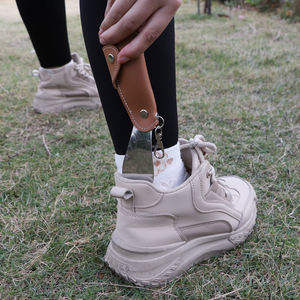 Calzador de Zapatos Metálico Plegable para Hombre y Mujer, Mini Calzador de Viaje <span class=keywords><strong>con</strong></span> Funda de Cuero PU - Product Image 3