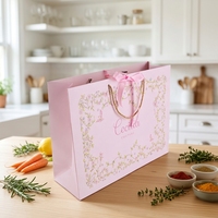 Sacs cadeaux rectangulaires en papier d'art biodégradable de luxe en gros avec poignée en ruban, impression numérique personnalisée du logo pour l'emballage de cadeaux et d'artisanat