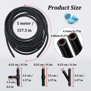 Kit de réparation de tuyau de <span class=keywords><strong>lave</strong></span>-glace de voiture 5M, tube d'eau universel pour essuie-glace avec connecteurs en T/Y/droits et tablettes de nettoyage de vitres - Product Image 1