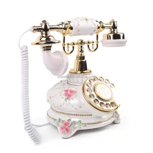 Rose White Retro Guestbook Phone Rotary Gold Plating Retro Classic Recording Phone With USB Cable SD Card