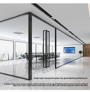 Vách ngăn kính khung nhôm với thiết kế đơn giản, vách ngăn văn phòng kính cường lực tùy chỉnh cho văn phòng sử dụng 2026 - Product Image 4