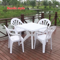 Mobilier d'extérieur Table de pique-nique carrée blanche en plastique pour jardin