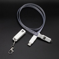 Câble de charge USB 6-en-1 avec lanière, multi-ports, charge rapide, câble de données, sangle anti-perte pour téléphone avec personnalisation du logo