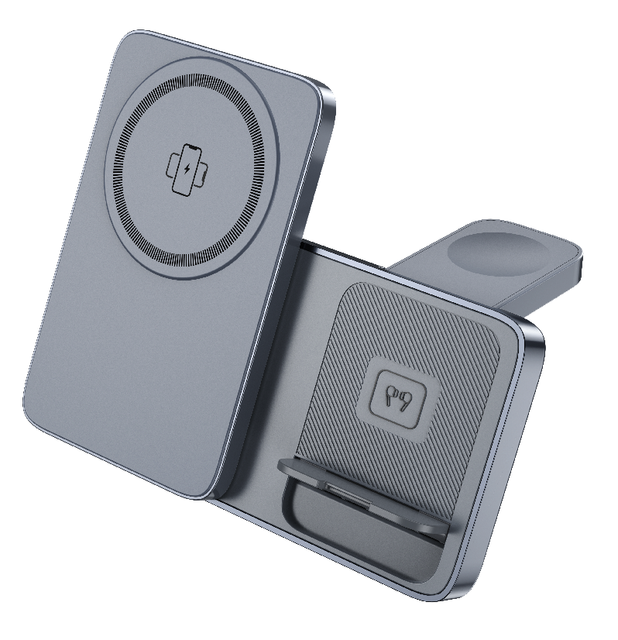 2026 New Arrival 3-in-1 Fast 15W Multi-functional Wireless Magnetic Charger Stand Station with OTP OVP Function