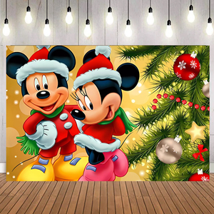Princesa Elsa Stitch Mickey Navidad Telones de fondo Impresión digital Fiesta Cumpleaños Navidad Decoración Telón de fondo <span class=keywords><strong>Banner</strong></span> - Product Image 4