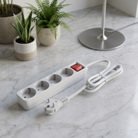 Rallonge électrique EU 4 broches avec interrupteur, adaptateur de prise universelle 16A en PC ignifuge de haute qualité