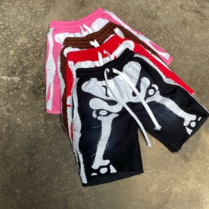 Custom Applique Embroidery Patch Acid Washed Vintage Distressed Summer Shorts Men Retro Streetwear Shorts