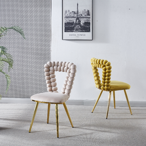 Modern <b>Black</b> Velvet Upholstered Adjustable Height Eco-Friendly Lightweight <b>Dining</b> <b>Chairs</b> Gold Iron Legs Hairball Backrest for - Product Image 5