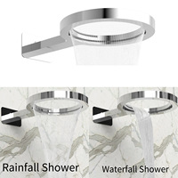 Système de douche encastré WEIHAO en chrome poli, 2 fonctions, avec douchette murale annulaire creuse à effet pluie et douchette à main