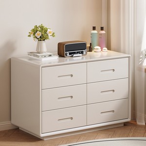 Solid Wood 6-Drawer Chest Large Capacity Storage <b>Cabinet</b> Bedroom Living Room <b>Cabinet</b> Black Walnut Natural Wood Color - Product Image 4
