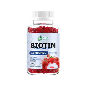 Private Label OEM Biotin Gummies Strawberry Flavor Dietary <b>Supplement</b> Improve Skin Hydration and Support Nervous System - Product Image 1