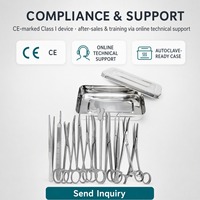 Ensemble d'instruments chirurgicaux en acier inoxydable, 10 pièces, avec plateau de rangement, pinces, ciseaux, manche de scalpel, porte-aiguille, pinces hémostatiques