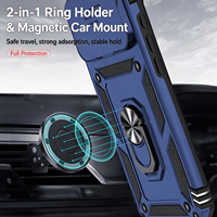 Coque de protection antichoc en PC mat avec fenêtre et anneau support pour iPhone 14/15/16/17 Pro Max