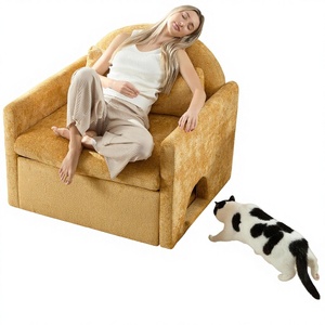 <span class=keywords><strong>Fauteuil</strong></span> XXL moderne en tissu chenille, canapé d'appoint pour appartement, hôtel, salon et chambre (Jaune) - Product Image 4