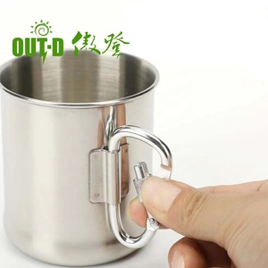 Katlanabilir kendinden kilitli karabina kolu ile toptan paslanmaz çelik 304 içme kupaları açık kamp tırmanma fincan - Product Image 2
