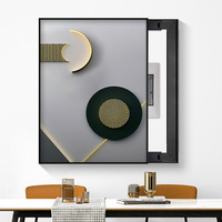 Peinture abstraite minimaliste moderne sur toile avec cadre en alliage d'aluminium, design sans perforation, fixation murale haut de gamme discrète