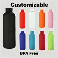 Bouteille à col étroit en caoutchouc peint multicolore avec logo personnalisé, 500 ml, 750 ml, 1000 ml, gobelet isotherme à double paroi en acier inoxydable pour la promotion