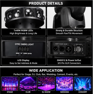 Projecteur Laser Beam à Tête Mobile 120W RGBW Pixel <span class=keywords><strong>LED</strong></span> <span class=keywords><strong>avec</strong></span> Rotation Infinie et Gyroscope pour DJ, Discothèque, Mariage, Fête, Événement - Product Image 5