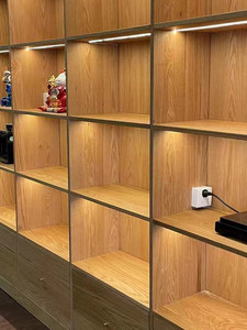 Estantería de Diseño Artístico de Madera Sólida de Roble <span class=keywords><strong>Rojo</strong></span> Norteamericano, de Piso a Techo, para Almacenamiento y Exhibición, Librería Decorativa para Sala de Estar - Product Image 3