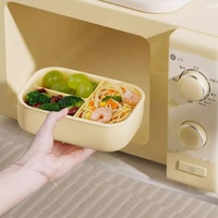 Kotak Makan Silikon Tiga Sekat Aman untuk Microwave, Wadah Penyimpanan Makanan Anak, Kotak Bekal Silikon