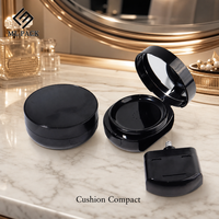 Miroir compact rond vide écologique 75x35mm, capacité 15g, boîtier ABS, doublure PP, noir brillant, cosmétique OEM, vente en gros