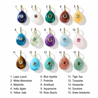 Pendentif Goutte d'Eau Bohème Vintage Œil de Tigre Turquoise avec Incrustation de Zircon pour Fabrication de Colliers DIY
