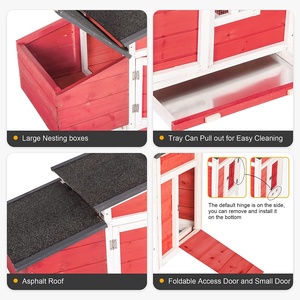 Poulailler extérieur en bois poulailler cage à volaille rouge avec plateau, rampe et nichoir pour une utilisation intérieure et extérieure - Product Image 3