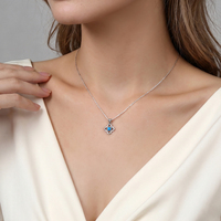Collier trèfle à quatre feuilles en argent sterling 925 Moyu Jewelry, chaîne inoxydable, collier avec pierre turquoise pour femmes