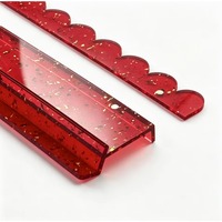 Ensemble de 4 supports de Mahjong américains de luxe transparents en feuille d'or rouge, bords droits, collection de designer en acrylique premium