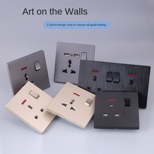 Enchufe eléctrico universal, enchufe de pared múltiple gris y enchufe de pared de teléfono, enchufe de pared del Reino Unido, placa de enchufe de interruptor eléctrico de vidrio - Product Image 3