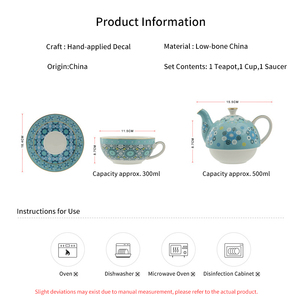 Ceramic <b>Tea</b> <b>Set</b> - Moroccan Gold Trim Nesting Teapot with Cup and Saucer - Product Image 6