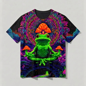 T-shirt à manches courtes pour homme, fluorescent UV, avec logo au dos, coupe ample, respirant, en tissu tricoté, séchage rapide, résistant à l'usure - Product Image 5