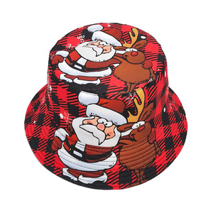 Santa Claus Fisher Hat Unisex ngoài trời giản dị Màu Đỏ sunhat phim hoạt hình có thể gập lại lưu vực giáng sinh xô hat - Product Image 3