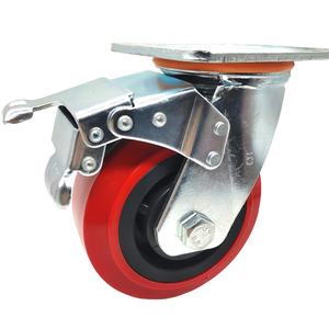 Heavy Duty 4 \ "5 \" 6 \ "8 \" Red <span class=keywords><strong>PU</strong></span> Universal Giratória Rodízios Rodas de Freio para Prateleira Pesada Rodízios De Poliuretano Roda Universal - Product Image 3