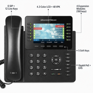 Telefono IP Aziendale Grandstream GXP2170 a 12 Linee, Display 4.3 Pollici, 48 <span class=keywords><strong>BLF</strong></span>, 160 Tasti, Conferenza a 5 Vie, Gigabit PoE, EHS VoIP - Product Image 2