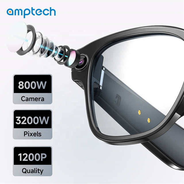 2026 Newest Ai Smart Glasses 800w Pixel Camera Anti-shake Touch+button Control Magnetic Charging Real-time Translation