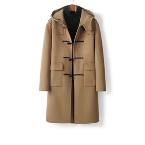 Gabardina con capucha para jóvenes para hombre, lana pura, Tweed de doble cara, salida de fábrica - Product Image 1