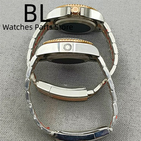 BLIGER boîtier de montre en or rose bicolore personnalisé de 43mm pour montre de plongée avec montre-bracelet en verre saphir bleu AR