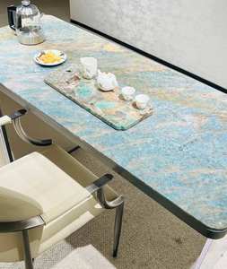 Corte personalizado 3200x1600mm diseño moderno interior pulido superficie impermeable azul lujo losa de mármol para escritorio y pared - Product Image 5