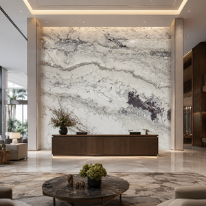 หินอ่อนขัดเงา UnionStone สีขาววานติกัน แผ่นใหญ่ หินแคลไซต์ร่วมสมัย สำหรับห้องครัวและห้องน้ำ - Product Image 3