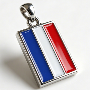 Colgante Rectangular Plateado con la Bandera Francesa, Esmalte Duro, Aleación de Zinc, Souvenir, Joyería Patriótica - Product Image 4