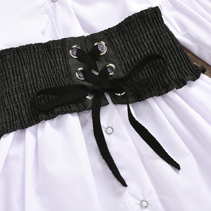 2025 New Toddler Girl Fashion Weißes Hemd kleid Mit Schwarzem Gürtel Niedliche Kinder Mädchen Outfit Laten ärmel Kid Girl Top Bluse - Product Image 5