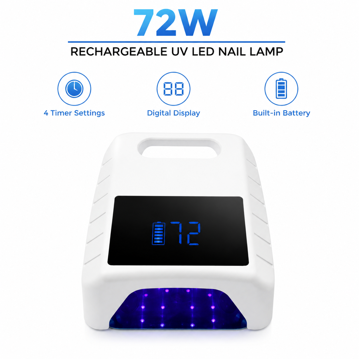 72W UV/LED Nail Drying Lamp Electric Low Noise High Quality Smart LCD Full Screen