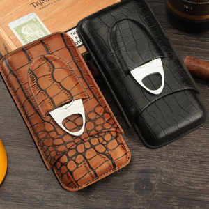 Estuche de Viaje para Cigarros Personalizado al por Mayor, Tubo de Almacenamiento Personalizado, Estuche Humidor de Cuero para Cigarros con Cortador - Product Image 2