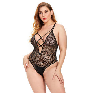 Lingerie sexy à devant ouvert, babydoll érotique avec string, chemise transparente, teddy transparent, lingerie très sexy, grande taille - Product Image 4