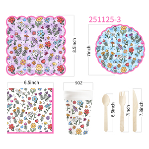 Platos y Servilletas de Papel para Fiestas con Diseño de Flores Silvestres DAMAI, Desechables, para Baby Shower, Cumpleaños, Bodas, Fiestas de Té - Product Image 5